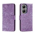 For vivo Y35M+ Lace Flower Embossing Flip Leather Phone Case(Purple) - 1