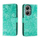 For vivo Y35M+ Lace Flower Embossing Flip Leather Phone Case(Green) - 1