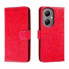 For vivo Y35M+ Lace Flower Embossing Flip Leather Phone Case(Red) - 1