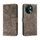 For vivo Y38 Lace Flower Embossing Flip Leather Phone Case(Grey) - 1