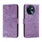 For vivo Y38 Lace Flower Embossing Flip Leather Phone Case(Purple) - 1