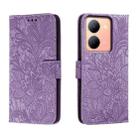 For vivo Y78 Lace Flower Embossing Flip Leather Phone Case(Purple) - 1