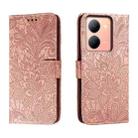 For vivo Y78 Lace Flower Embossing Flip Leather Phone Case(Rose Gold) - 1