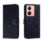 For vivo Y78 Lace Flower Embossing Flip Leather Phone Case(Dark Blue) - 1