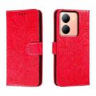 For vivo Y78 Lace Flower Embossing Flip Leather Phone Case(Red) - 1