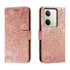 For vivo Y100 5G Lace Flower Embossing Flip Leather Phone Case(Rose Gold) - 1