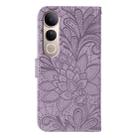 For vivo V50 Lite 5G Lace Flower Embossing Flip Leather Phone Case(Purple) - 3