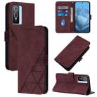 For vivo Y76 5G Crossbody 3D Embossed Flip Leather Phone Case(Wine Red) - 1