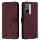 For vivo Y76 5G Crossbody 3D Embossed Flip Leather Phone Case(Wine Red) - 2