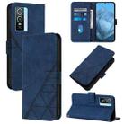 For vivo Y76 5G Crossbody 3D Embossed Flip Leather Phone Case(Blue) - 1