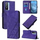 For vivo Y76 5G Crossbody 3D Embossed Flip Leather Phone Case(Purple) - 1