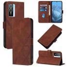 For vivo Y76 5G Crossbody 3D Embossed Flip Leather Phone Case(Brown) - 1