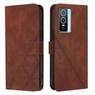 For vivo Y76 5G Crossbody 3D Embossed Flip Leather Phone Case(Brown) - 2