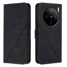 For vivo X100 Crossbody 3D Embossed Flip Leather Phone Case(Black) - 2