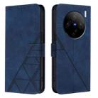 For vivo X100 Crossbody 3D Embossed Flip Leather Phone Case(Blue) - 2