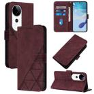 For vivo S19 Pro Crossbody 3D Embossed Flip Leather Phone Case(Wine Red) - 1