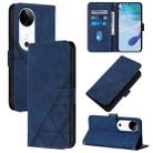 For vivo S19 Crossbody 3D Embossed Flip Leather Phone Case(Blue) - 1