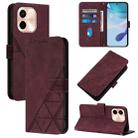 For vivo Y28 4G Crossbody 3D Embossed Flip Leather Phone Case(Wine Red) - 1