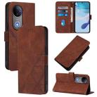 For vivo V50 Global Crossbody 3D Embossed Flip Leather Phone Case(Brown) - 1