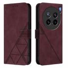 For vivo X200s Crossbody 3D Embossed Flip Leather Phone Case(Wine Red) - 2