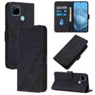 For Realme C21Y Crossbody 3D Embossed Flip Leather Phone Case(Black) - 1