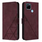 For Realme C21Y Crossbody 3D Embossed Flip Leather Phone Case(Wine Red) - 2