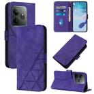 For Realme GT 6 5G Global Crossbody 3D Embossed Flip Leather Phone Case(Purple) - 1