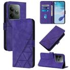 For Realme GT 6T 5G Global Crossbody 3D Embossed Flip Leather Phone Case(Purple) - 1