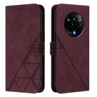 For Realme 14 Pro Crossbody 3D Embossed Flip Leather Phone Case(Wine Red) - 2