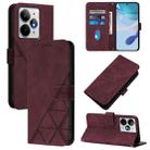 For Realme Neo7 Turbo 5G Crossbody 3D Embossed Flip Leather Phone Case(Wine Red) - 1