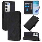 For Realme C71 4G Global Crossbody 3D Embossed Flip Leather Phone Case(Black) - 1
