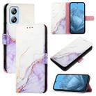 For Blackview A52 PT003 Marble Pattern Flip Leather Phone Case(White Purple) - 1