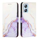 For Blackview A52 PT003 Marble Pattern Flip Leather Phone Case(White Purple) - 2