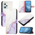 For Blackview A53 PT003 Marble Pattern Flip Leather Phone Case(White Purple) - 1