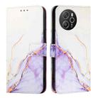 For Blackview Shark 8 PT003 Marble Pattern Flip Leather Phone Case(White Purple) - 2