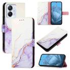 For Blackview Color 8 PT003 Marble Pattern Flip Leather Phone Case(White Purple) - 1