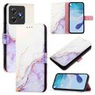 For Blackview Wave 8C PT003 Marble Pattern Flip Leather Phone Case(White Purple) - 1