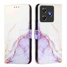 For Blackview Wave 8C PT003 Marble Pattern Flip Leather Phone Case(White Purple) - 2