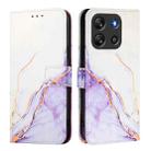 For Blackview Oscal Flat 1C PT003 Marble Pattern Flip Leather Phone Case(White Purple) - 2