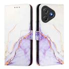 For Blackview Oscal Flat 2 / 2C PT003 Marble Pattern Flip Leather Phone Case(White Purple) - 2
