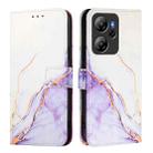 For Blackview Oscal Tiger 13 PT003 Marble Pattern Flip Leather Phone Case(White Purple) - 2