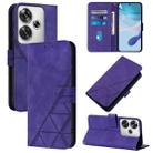 For Xiaomi Poco F6 Crossbody 3D Embossed Flip Leather Phone Case(Purple) - 1