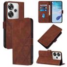 For Xiaomi Poco F6 Crossbody 3D Embossed Flip Leather Phone Case(Brown) - 1