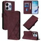 For Xiaomi Poco M7 Pro 5G Global Crossbody 3D Embossed Flip Leather Phone Case(Wine Red) - 1