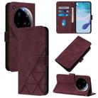 For Xiaomi 15 Ultra Crossbody 3D Embossed Flip Leather Phone Case(Wine Red) - 1