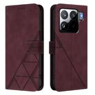For Xiaomi 15S Pro Crossbody 3D Embossed Flip Leather Phone Case(Wine Red) - 2