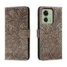 For Motorola Edge 40 Lace Flower Embossing Flip Leather Phone Case(Grey) - 1