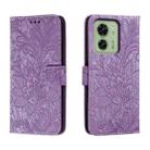 For Motorola Edge 40 Lace Flower Embossing Flip Leather Phone Case(Purple) - 1