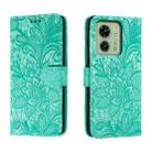 For Motorola Edge 40 Lace Flower Embossing Flip Leather Phone Case(Green) - 1