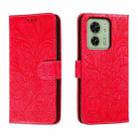 For Motorola Edge 40 Lace Flower Embossing Flip Leather Phone Case(Red) - 1